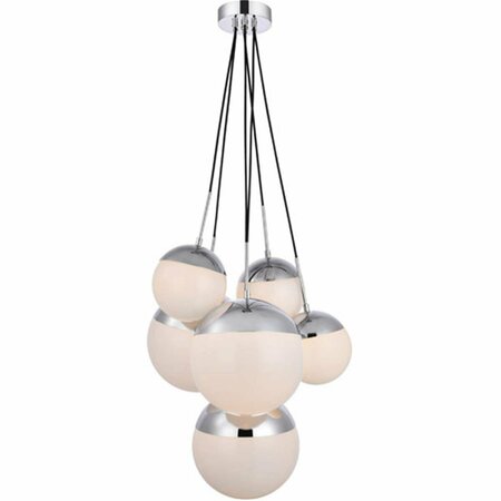 CLING Eclipse 6 Lights Pendant Ceiling Light with Frosted White Glass, Chrome CL2208674